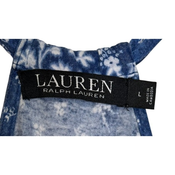 Lauren Ralph Lauren Womens Dress Midi Floral Bandana Print Sleeveless Blue Large - Picture 3 of 10